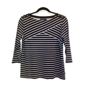 Karen Scott Striped Top black and white